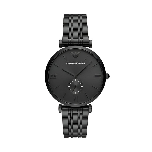 Emporio Armani Gianni T Bar Analog Black Dial Black Steel Strap Watch For Men - AR11299