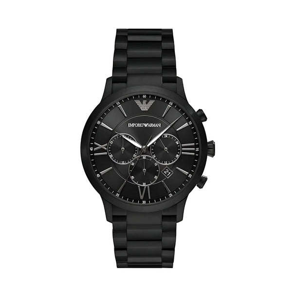 Emporio Armani Giovanni Chronograph Black Dial Black Steel Strap Watch For Men - AR11349