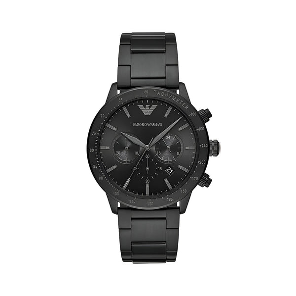 Emporio Armani Mario Chronograph Black Dial Black Steel Strap Watch For Men - AR11242