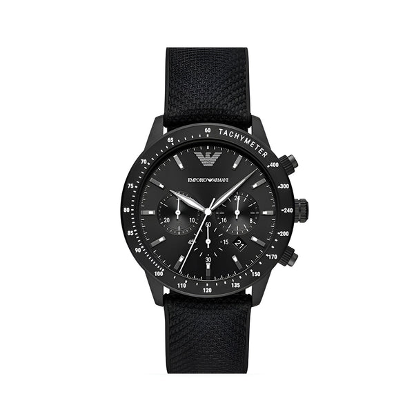 Emporio Armani Mario Chronograph Quartz Black Dial Black Nylon Strap Watch For Men - AR11453