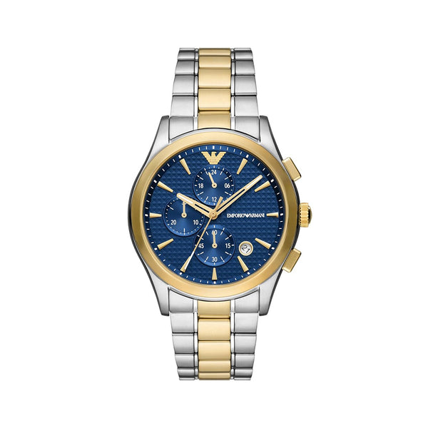 Emporio Armani Paolo Chronograph Blue Dial Two Tone Steel Strap Watch For Men - AR11579