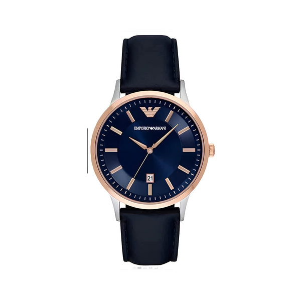 Emporio Armani Renato Analog Blue Dial Blue Leather Strap Watch For Men - AR11188