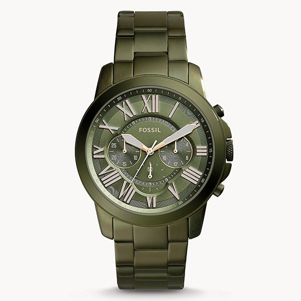 Fossil Dial Green Steel Strap Watch for Men - FS5375