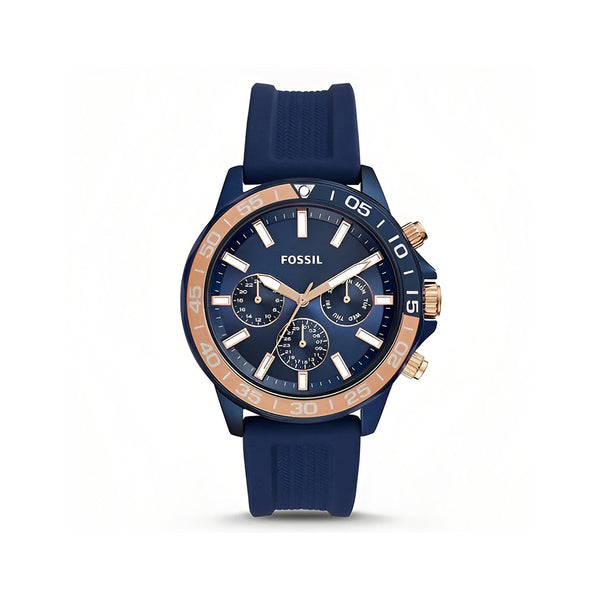 Fossil Bannon Multifunction Blue Dial Blue Silicone Strap Watch for Men - BQ2498
