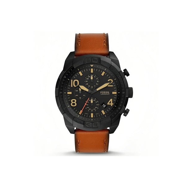 Fossil Black Dial Brown Leather Strap Watch for Men - FS5714