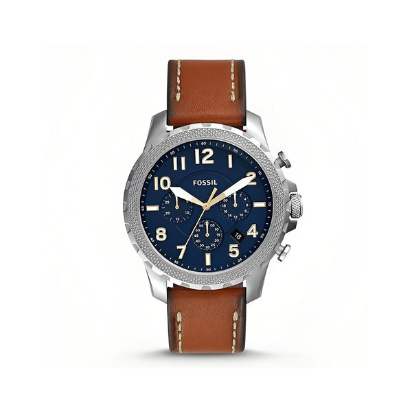 Fossil Bowman Chronograph Blue Dial Brown Leather Strap Watch for Men - FS5602