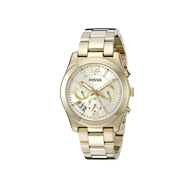 Fossil Boyfriend Gold Dial Gold Steel Strap Watch for Women - ES3884