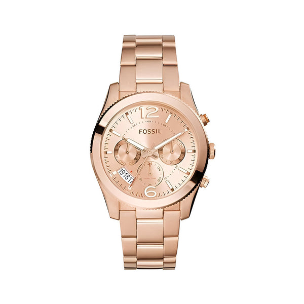 Fossil Boyfriend Multifunction Rose Gold Dial Rose Gold Steel Strap Watch for Women - ES3885