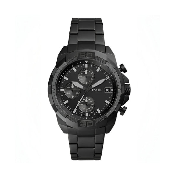Fossil Bronson Chronograph Black Dial Black Steel Strap Watch for Men - FS5853
