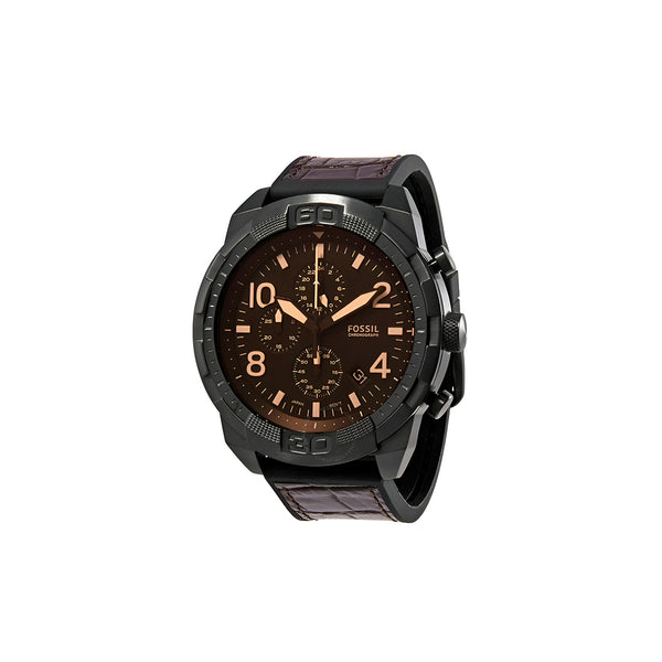 Fossil Bronson Chronograph Brown Dial Brown Leather Strap Watch for Men - FS5713