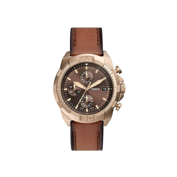 Fossil Bronson Chronograph Brown Dial Brown Leather Strap Watch for Men - FS5857