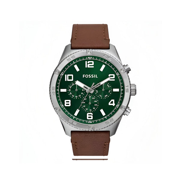 Fossil Brox Multifunction Green Dial Brown Leather Strap Watch for Men - BQ2801