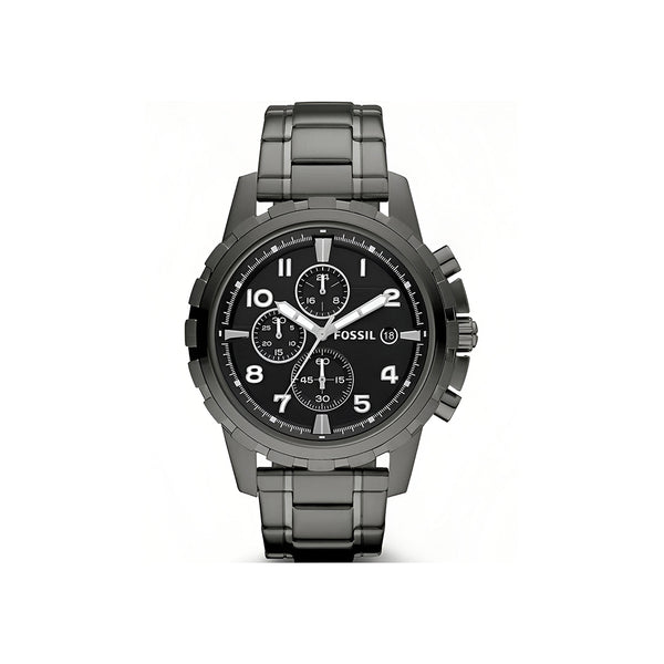 Fossil Dean Chronograph Black Dial Black Steel Strap Watch for Men - FS4721