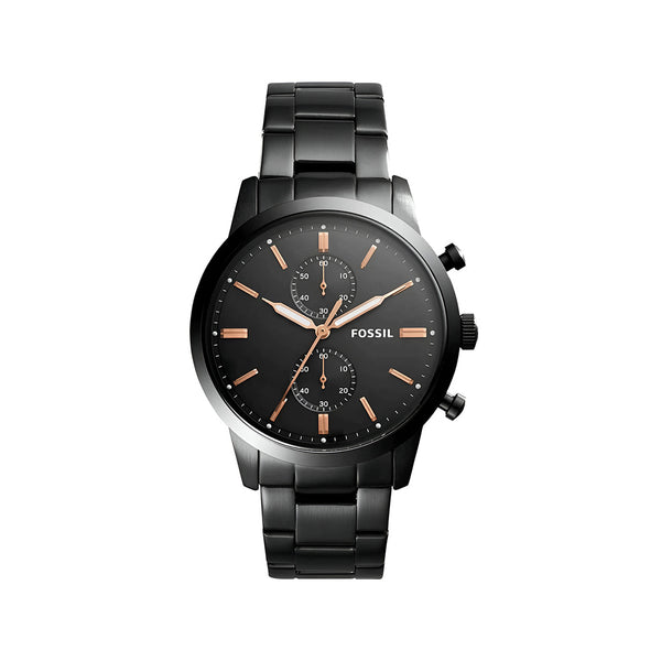 Fossil Dial Black Steel Strap Watch for Men - FS5379