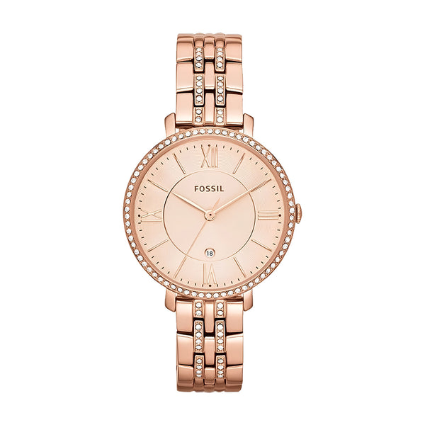 Fossil Dial Rose Gold Steel Strap Watch for Women - ES3546