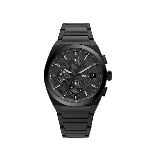 Fossil Everett Chronograph Black Dial Black Steel Strap Watch for Men - FS5797