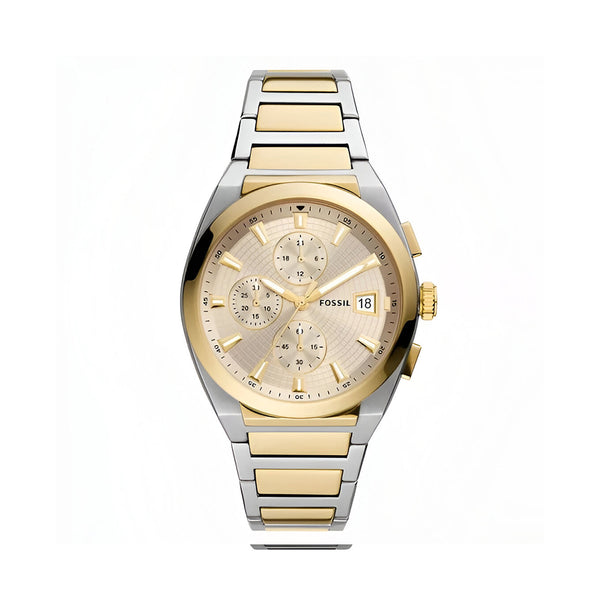 Fossil Everett Chronograph Gold Dial Two Tone Steel Strap Watch for Men - FS5796