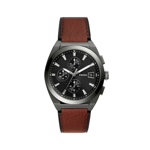 Fossil Everett Chronograph Grey Dial Brown Leather Strap Watch for Men - FS5799