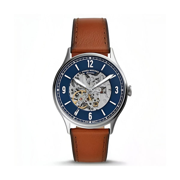 Fossil Forrester Luggage Automatic Skeleton Blue  Strap Watch for Men - ME3179
