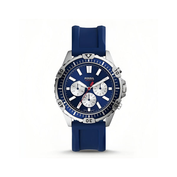 Fossil Garrett Chronograph Blue Dial Blue Rubber Strap Watch for Men - FS5709