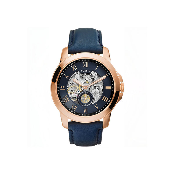 Fossil Grant Mechanical Blue Dial Blue Leather Strap Watch for Men - ME3054