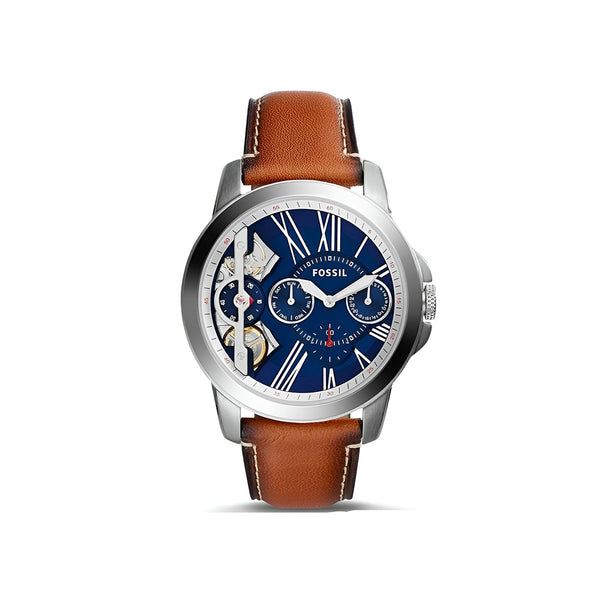 Fossil Grant Twist Multifunction Blue Dial Brown Leather Strap Watch for Men - ME1161