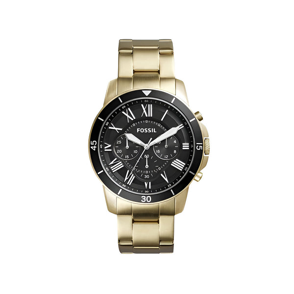Fossil Inscription Automatic Black Dial Gold Steel Strap Watch for Men - FS5267
