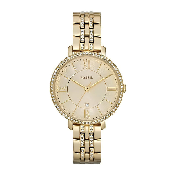 Fossil Jacqueline Gold Dial Gold Steel Strap Watch for Women - ES3547