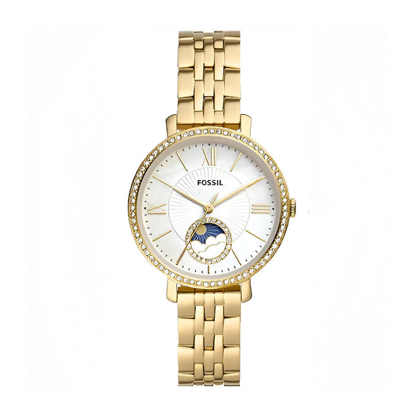 Fossil Jacqueline Moonphase Mother of Pearl Dial Gold Steel Strap Watch for Women - ES5167
