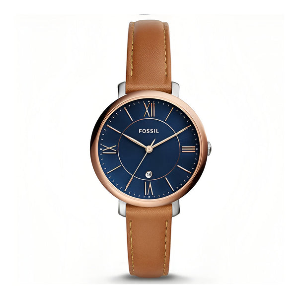 Fossil Jacqueline Three Hand Date Luggage Blue Dial Watch for Women - ES4274