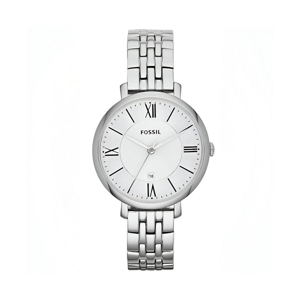 Fossil Jacqueline White Dial Silver Steel Strap Watch for Women - ES3433