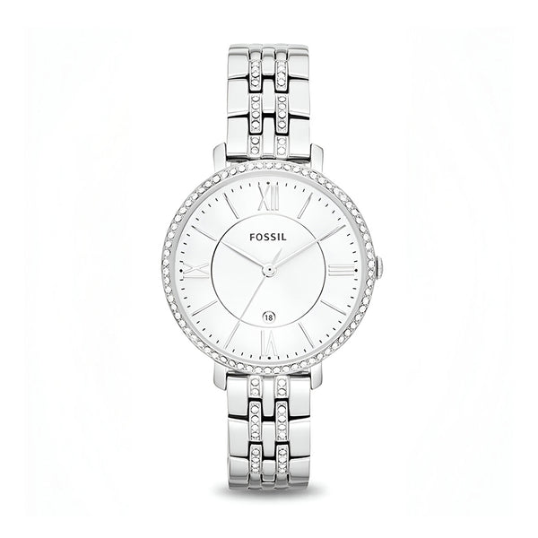 Fossil Jacqueline White Dial Silver Steel Strap Watch for Women - ES3545