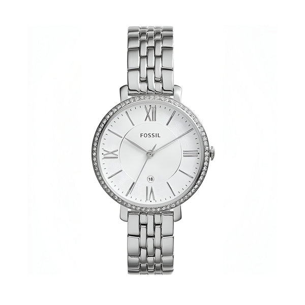 Fossil Jacqueline White Dial Silver Steel Strap Watch for Women - ES3631