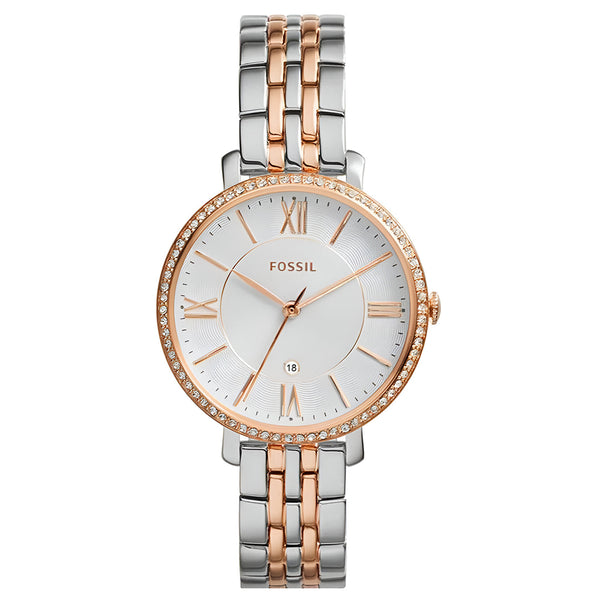 Fossil Jacqueline White Dial Two Tone Steel Strap Watch for Women - ES3634