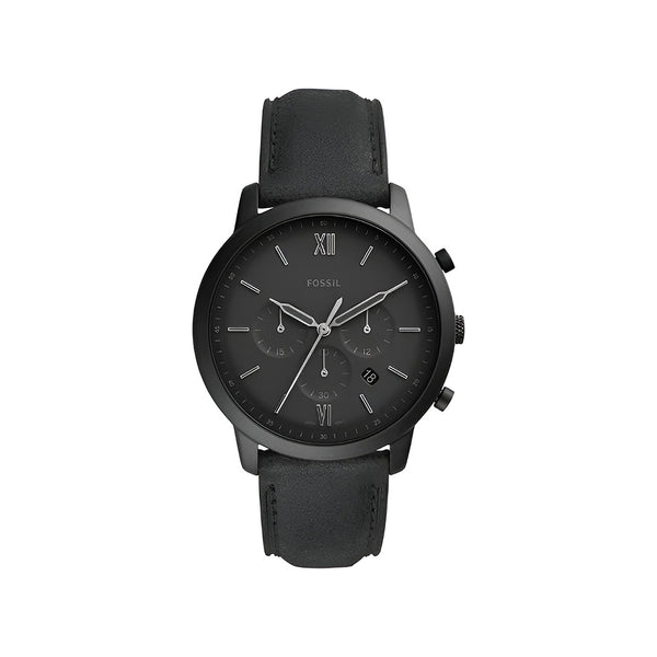 Fossil Neutra Chronograph Black Dial Black Leather Strap Watch for Men - FS5503