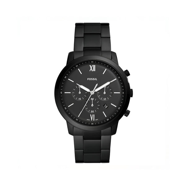 Fossil Neutra Chronograph Black Dial Black Steel Strap Watch for Men - FS5474