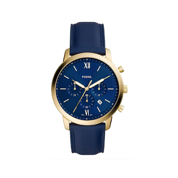 Fossil Neutra Chronograph Blue Dial Blue Leather Strap Watch for Men - FS5790