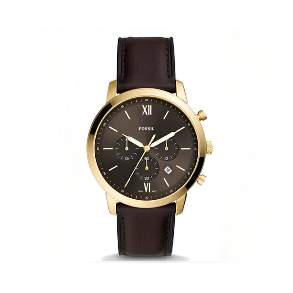 Fossil Neutra Chronograph Brown Dial Brown Leather Strap Watch for Men - FS5763