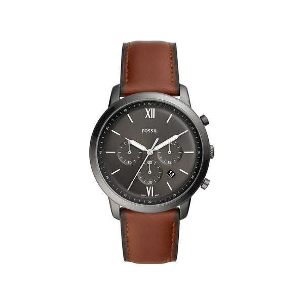Fossil Neutra Chronograph Grey Dial Brown Leather Strap Watch for Men - FS5512