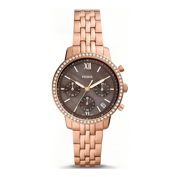 Fossil Neutra Chronograph Mother of Pearl Brown Dial Rose  Watch for Women - ES5218