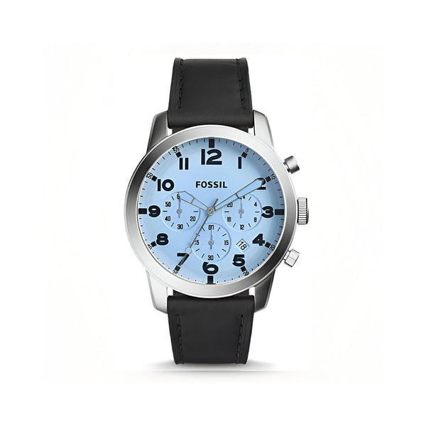 Fossil Sky Blue Dial Leather Strap Watch for Men - FS5162