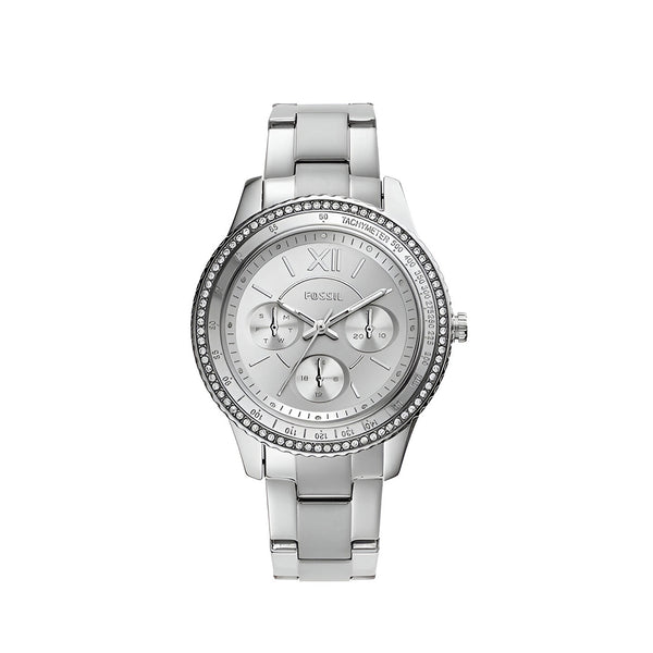 Fossil Stella Sport Multifunction Silver Dial Silver Steel Strap Watch for Women - ES5108