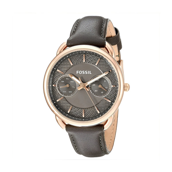 Fossil Tailor Grey Dial Grey Leather Strap Watch for Women - ES3913