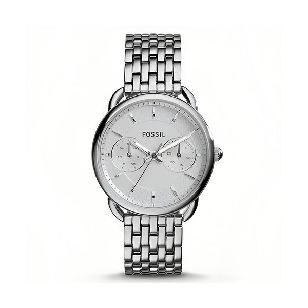Fossil Tailor Silver Dial Silver Steel Strap Watch for Women - ES3712