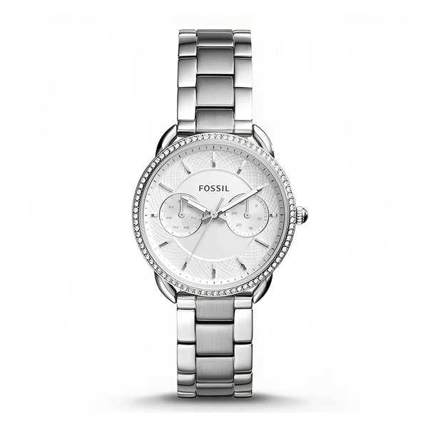 Fossil Tailor White Dial Silver Steel Strap Watch for Women - ES4262