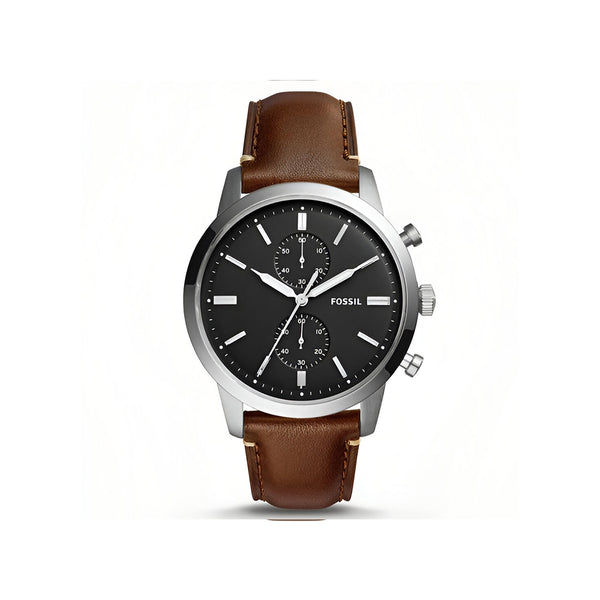 Fossil Townsman Chronograph Black Dial Brown Leather Strap Watch for Men  - FS5280