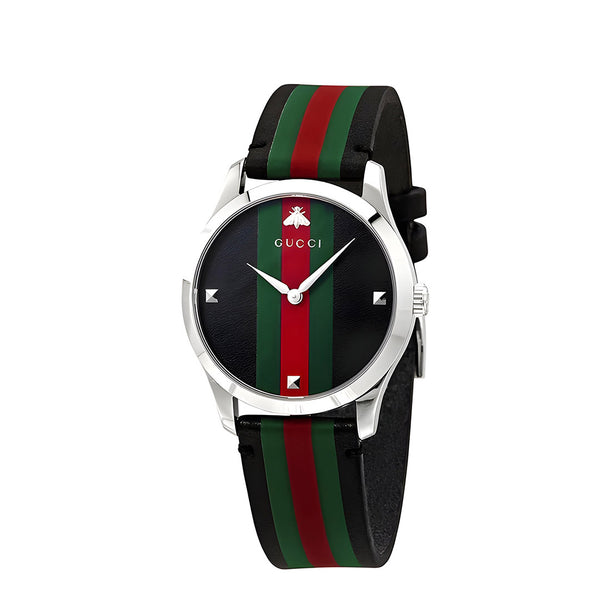 G-Timeless Tri-Color Dial Leather Men's Watch- YA1264079