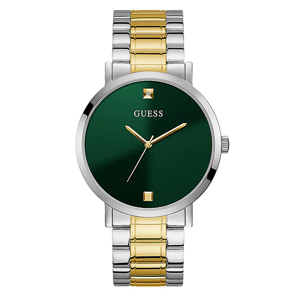 Guess Supernova Two-tone Stainless Steel Green Dial Quartz Watch for Mens - GW0010G2