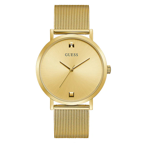 Guess Supernova Gold Mesh Bracelet Gold Dial Quartz Watch for Gents - GW0248G2