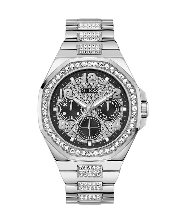 Guess Empire Chronograph Silver Stainless Steel Watch for Mens-GW0785G3